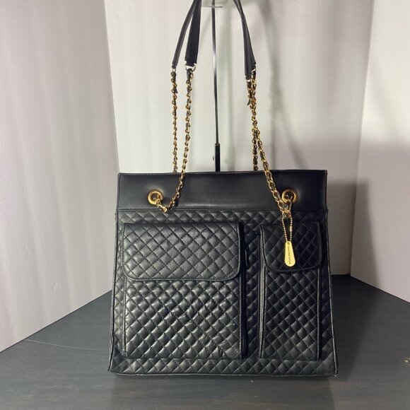 Evan Picone Handbags - Vintage Evan-Picone Quilted Black Chain Strap Tote - NWOT